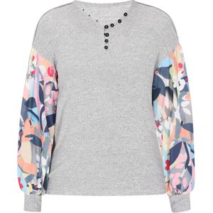 Sidona Blouse  navy / basaltgrijs / lichtgrijs / koraal