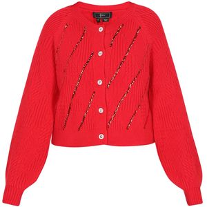 faina Gebreid vest  rood / zilver