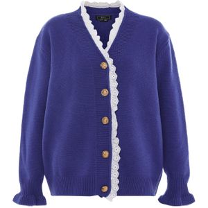 faina Gebreid vest  blauw / wit