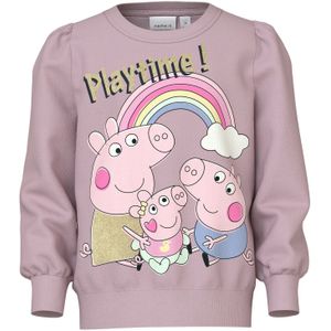 NAME IT Sweatshirt 'NMFNori Peppa'  lichtbeige / lichtblauw / pasteelgeel / sering / rosa