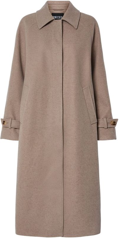 PIECES - PCJoella - Tussenmantel - Taupe - Lange Pasvorm