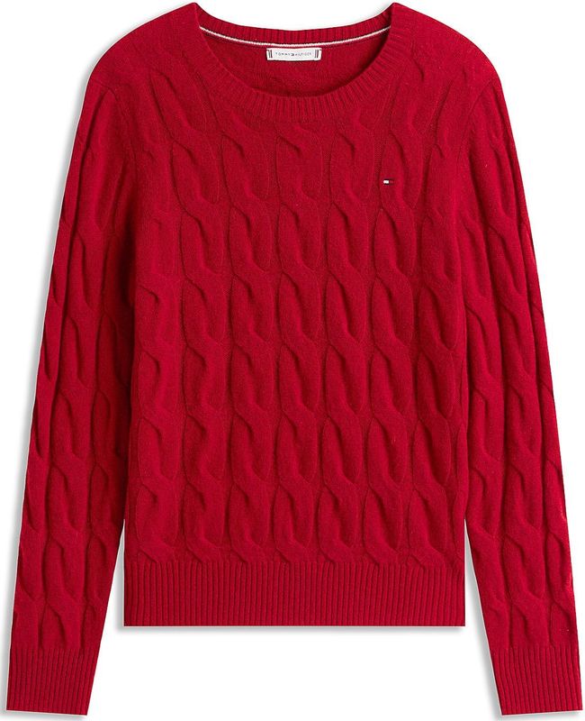 TOMMY HILFIGER - Trui - Vuurrood - Effen - Lange Mouw