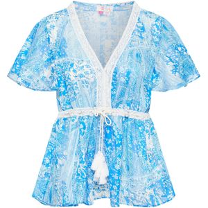 IZIA Blouse  hemelsblauw / wit