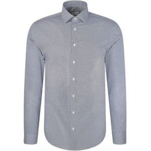 Seidensticker - Businessoverhemd - Blauw - Slim Fit - Lange Mouwen - Kentkraag - Print