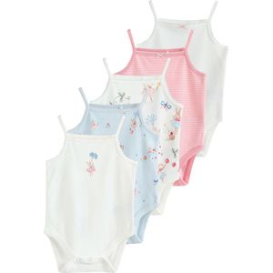 Next Rompertje/body  crème / pastelblauw / pink