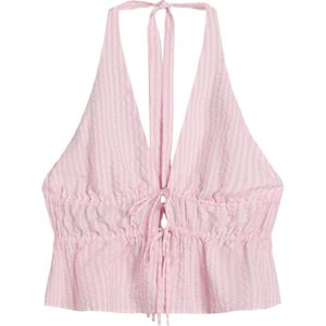 Bershka Top  lichtroze / wit