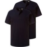 JP 1880 Heren grote maten grote maten Menswear L-8XL Henleys, Basic, set van 2, ronde hals, knoopsluiting, tot 8 XL 708420, donkermarine, 3XL