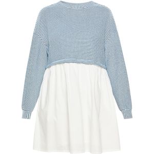 SANIKA Jurk 'Fashion Look'  lichtblauw / zwart / wit