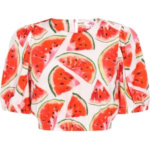 swirly Blouse  groen / rood / zwart / wit