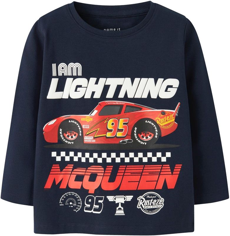 NAME IT Shirt 'NMMDRACO CARS'  navy / kreeft / rood / wit