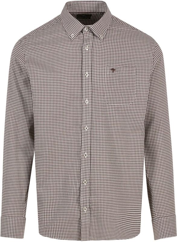 FYNCH-HATTON - Overhemd - Dark Chocolate - Met Geborduurd Logo