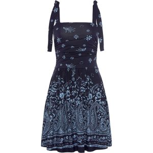 LASCANA - Jurk - Blauw - Viscose - Carréhals, Paisley Motief, Mouwloos