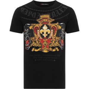 CIPO & BAXX Shirt  lichtbruin / rood / zwart