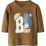 NAME IT Shirt 'NBMSHOUT'  bruin / grijs / wit