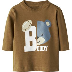 NAME IT Shirt 'NBMSHOUT'  bruin / grijs / wit