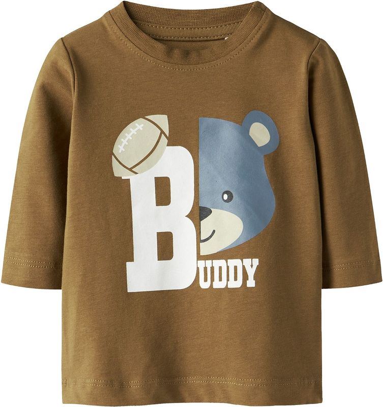 NAME IT Shirt 'NBMSHOUT'  bruin / grijs / wit