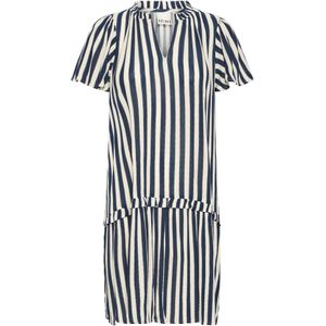 ICHI Jurk  donkerblauw / wit