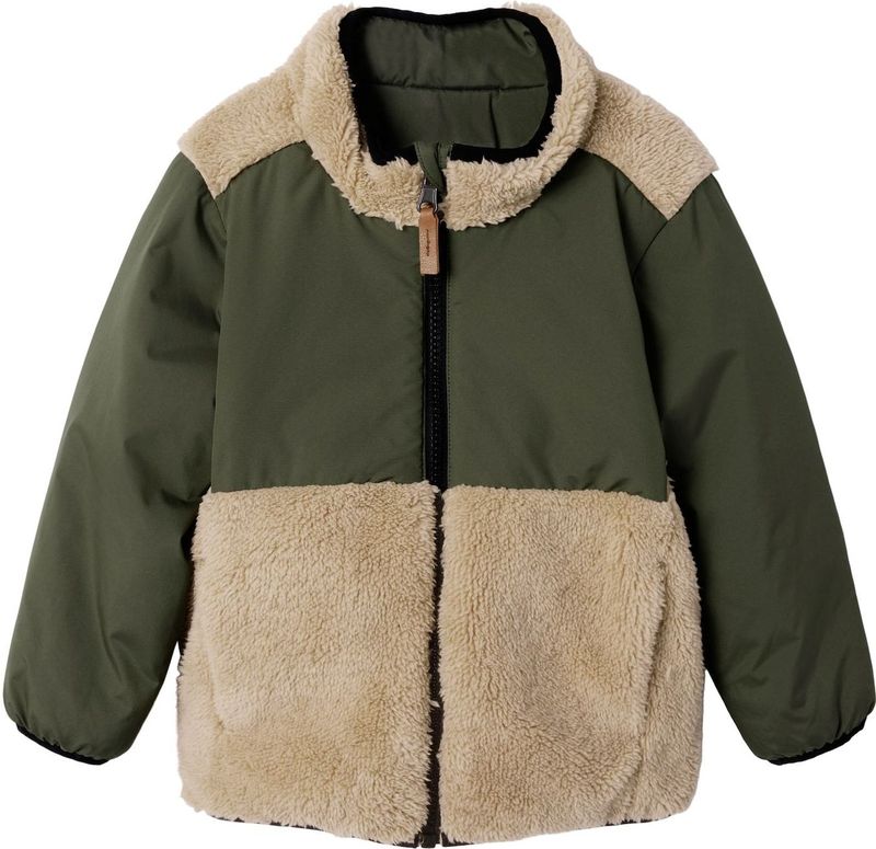 NAME IT - Omkeerbaar Teddy Jas - Kinderjas - Hoge Hals - Lange Mouwen