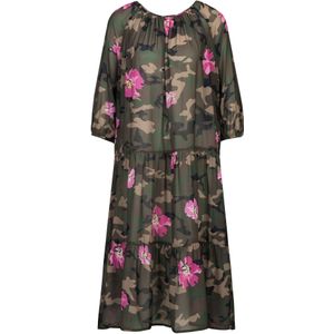 Dine'n'Dance Jurk 'Yara'  kaki / donkergroen / pink