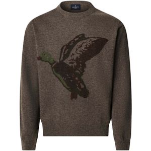 Hackett London Trui 'INTARSIA DUCK'  chocoladebruin / donkergroen / donkerlila