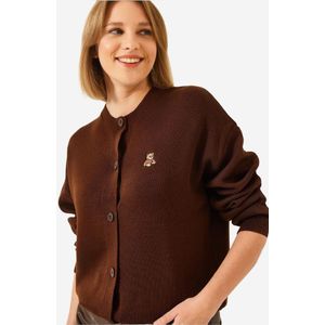 Bianco Lucci Gebreid vest  beige / mokka / wit