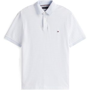 Tommy Hilfiger - Katoenen T-shirt - Blauw - Stretch - Knoopsluiting