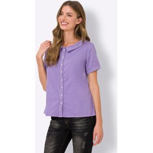 Blouse - Lavendel - 98% Katoen, 2% Elastaan - Knoopsluiting, Korte Mouwen