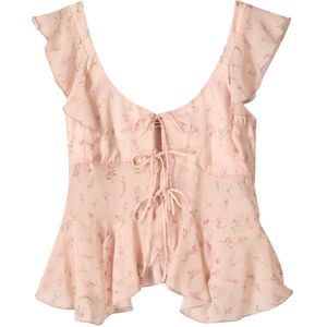 Bershka Blouse  olijfgroen / pink / poederroze