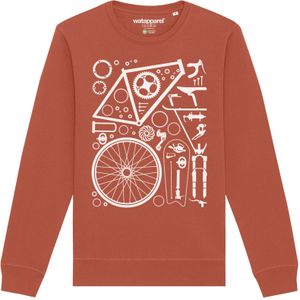 Watapparel Sweatshirt 'Fahrradteile'  roestbruin / offwhite