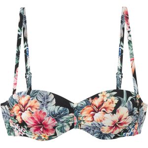 Look - Bandeau Bikini - Zwart Gedessineerd - Gewatteerd