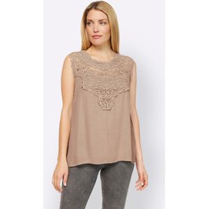 Blousetops - Sesam - 100% Viscose - Mouwloos - Ronde Hals