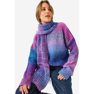 Bianco Lucci Oversized trui  turquoise / indigo / donkerlila / fuchsia