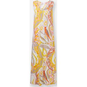 Lichtroze-Ecru Jerseyjurk - Mouwloos - Kuitlengte - 95% Polyester