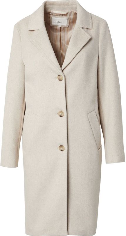 s.Oliver RED LABEL - Lange Jas - Effen - Regular Fit - Met Reverskraag