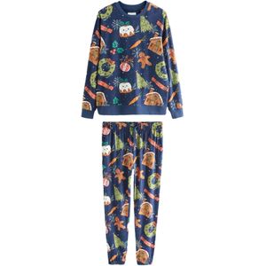 Next Pyjama lang  navy / karamel / groen / wit