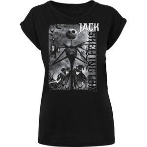 F4NT4STIC Shirt 'Disney Nightmare Before Christmas Skellington'  grijs / zwart / wit