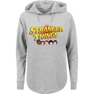 F4NT4STIC Sweatshirt 'Stranger Things Comic Heads Netflix TV Series'  bruin / geel / grijs gemêleerd / oranje