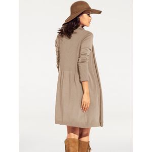 Vest - Zand - 80% Viscose, 20% Polyamide - Lange Mouwen, Platte Kraag