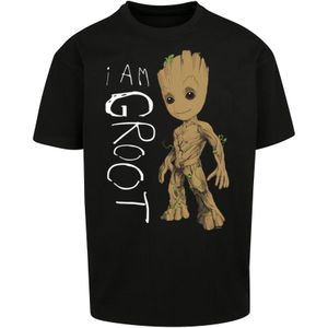 F4NT4STIC Shirt 'Marvel Guardians of the Galaxy I Am Groot'  bruin / zwart / wit
