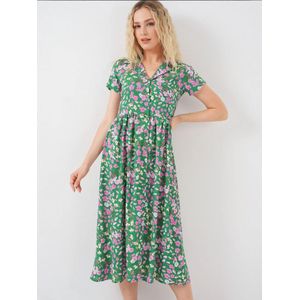 Bigdart Blousejurk  bruin / groen / lavendel / offwhite