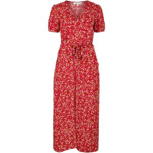 Apricot - Jurk - Geel - Rood - Wit - 7/8 Lengte - V-hals - Bloemenprint