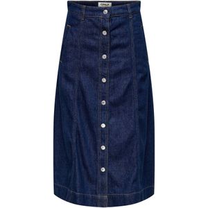 Onlklara - Lange Rok - Licht Verwassen Dark Denim Look - A-lijn