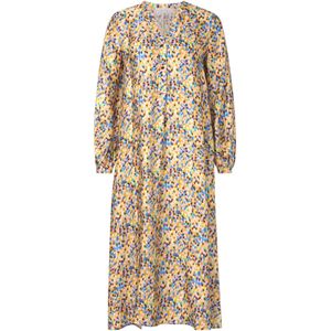 Rich & Royal - Blousejurk - Blauw - 3/4 Lengte - Pofmouwen - Knoopsluiting