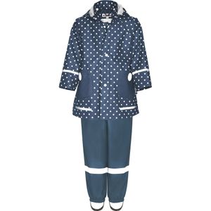 Playshoes - Tweedelig Regenpak - Blauw - Waterdicht - Stippen - 80