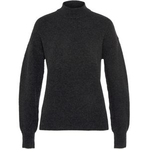 Lascana - Lounge Pullover - Gebreide Trui - Antraciet - Met Staande Kraag en Ribboorden