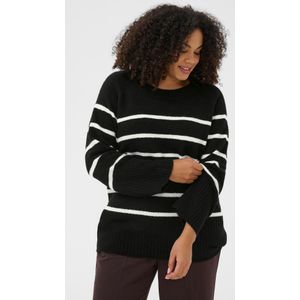 KAFFE CURVE Trui 'KCerina'  zwart / wit