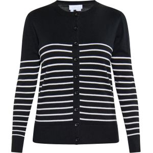 usha - BLUE LABEL - Gebreid Vest - Zwart/Wit - Slanke Pasvorm