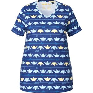 Ulla Popken Functioneel shirt  lichtblauw / donkerblauw / lichtgeel / wit