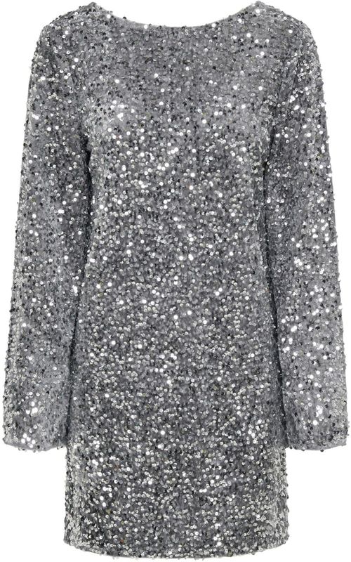 JDY - Korte Jurk - Velours - Met Pailletten Detail - Lange Mouwen