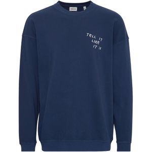 !Solid Sweatshirt ' Ingvor '  navy / wit
